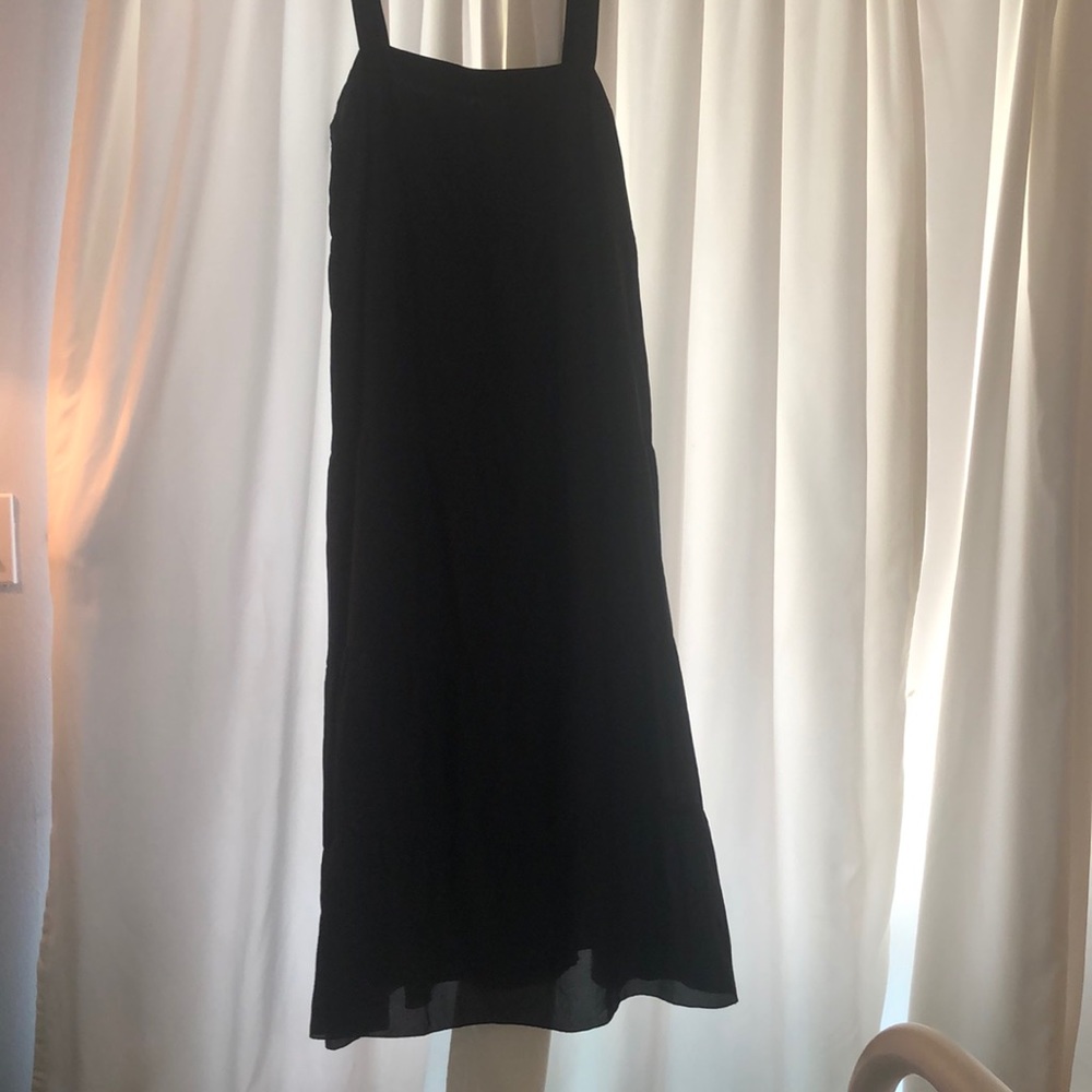 Eileen Fisher 100 % Silk Black Summer Shift Dress